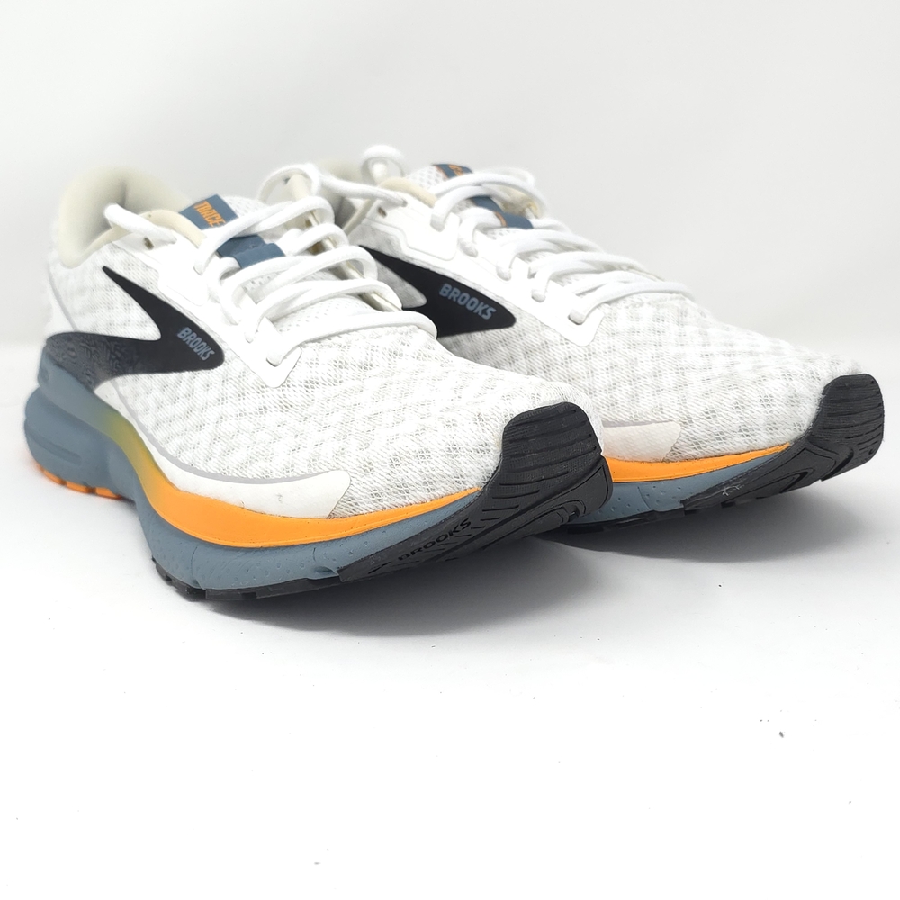 Brooks Trace 3 White/Orange/Goblin Blue Neutral Running Shoes - Picture 2 of 10